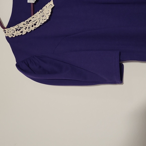 Vintage Plus Size Deadstock Royal Purple Lace Collar Dress - Picture 6 of 7